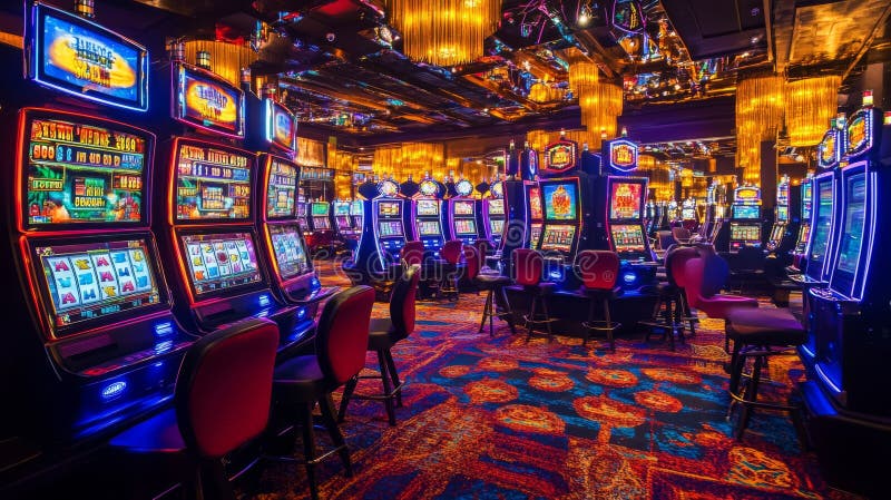 Interior de um cassino moderno e luxuoso, parceiro do nn55bet